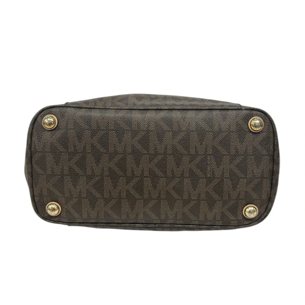 Michael Kors Jet Set Signature East West Brown Monogram Shoulder Bag Tote Purse - Picture 11 of 16